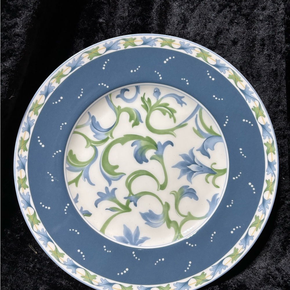 Fitz and Floyd Blue and Green Floral Dinner Plate